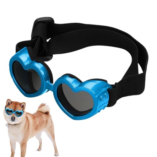 Botiniv Hunde-Sonnenbrille in Herzform,Herz-Sonnenbrille für Hunde, UV-Schutzbrille für Haustiere, UV-Schutz-Hundesonnenbrille mit verstellbarem Riemen, Haustierbrille für Hunde, Welpen-Sonnenbrille von Botiniv