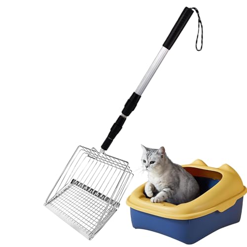 Botiniv Katzenstreu Scoop mit langem Griff, Katzenstreu Schaufel, Einziehbarer Seithuhn -Kotschaufel, Kein Biegen zurück -Pet Poop Schaufel Chicken Poop Scooper für Hundekot außen von Botiniv