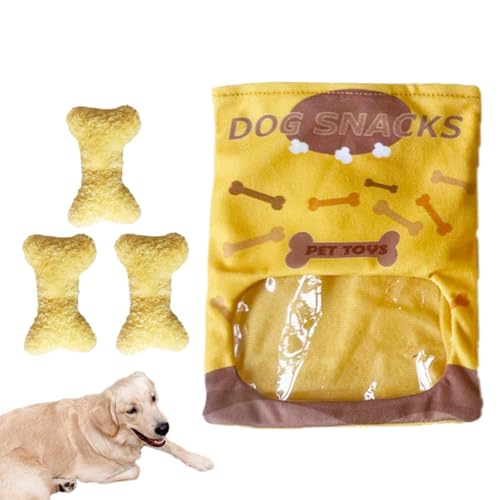 Botiniv Knochen geformtes Haustierspielzeug, Welpe kauen Spielzeug gefüllten Knochen - Weich gefüllte Hundeknochen Snacks Tasche Plüsch Quietschende Spielzeug,Crinkle Interactive Lustige niedliche von Botiniv