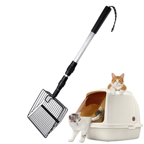 Botiniv Langgriff Katzenstreu Schaufel, Katzenstreu Scoop mit langem Griff, Pet Chicken Sifting Poop abnehmbare Schaufel, Verstellbarer Katzenschugel für Katzentoilette Tiefschaufel Poop Big Clumps von Botiniv