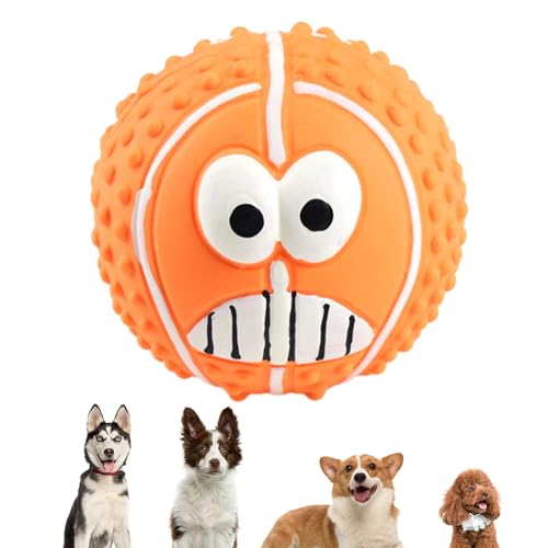 Botiniv Latex-Gesichtsball-Hundespielzeug, quietschende Hundespielzeug-Gesichtsbälle - Smile Face Hundebälle Spielzeug | Bissfeste, quietschende Hundebälle mit Lächeln-Gesicht für Welpen, Hunde von Botiniv