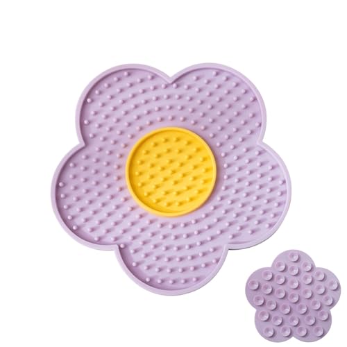 Botiniv Leckmatte für kleine Hunde, Leckmatte für Haustiere | Leckpad mit Saugnäpfen,Leckmatte verbessert das Butter-Leckpad-Erlebnis, interaktives Haustierspielzeug, Blumen-Silikonpad zum Stressabbau von Botiniv