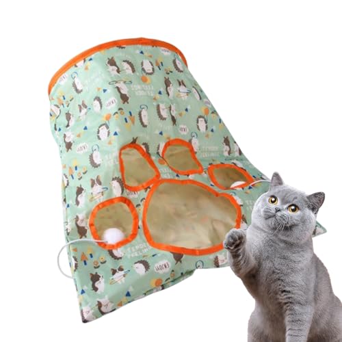 Katzenspielzeug-Tunneltasche, Katzenspiel-Tunneltasche - Interaktive Katzenbohrtasche | Zusammenklappbare, Bezaubernde Pfoten-Design, kreative, robuste Katzen-Spieltunneltasche mit Plüschball Botiniv von Botiniv