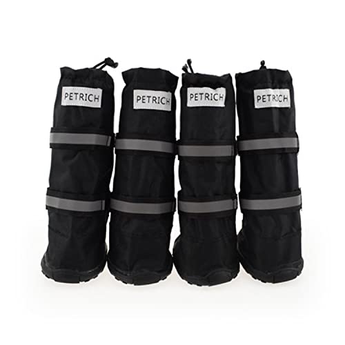 Bottone 4 Teile/Satz Hundestiefel wasserdichte Schuhe Für Haustiere Mit Reflektierenden Streifen Robuste Anti Rutsch Sohle Für Mittelgroße Hunde 5 Größen von Bottone