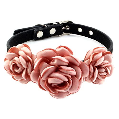 Bottone Hundehalsband für Hündinnen mit Blumenmuster, Rosen-Dekorationen, Halsbänder, nicht verstellbar von Bottone