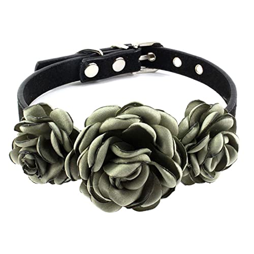 Bottone Hundehalsband für Hündinnen mit Blumenmuster, Rosen-Dekorationen, Halsbänder, nicht verstellbar von Bottone