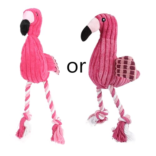 Bottone Niedliches Flamingo Plüschspielzeug Für Kleine Und Große Hunde Quietschspielzeug Baumwollseil Bissfest Welpenspielzeug Lustig Begleiter Für Haustiere Zubehör von Bottone