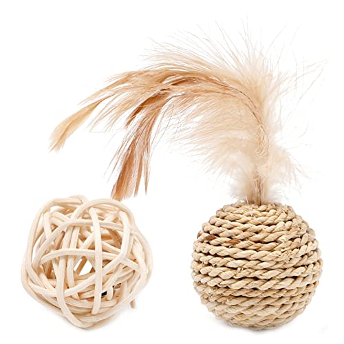 Rattan-Ball aus Stroh für Haustiere, Katzenspielzeug, integrierte Glocke, Rattan-Ball, Spielzeug, Katzenspielzeug für Katze, Kätzchen, Katzenspielzeug von Bottone