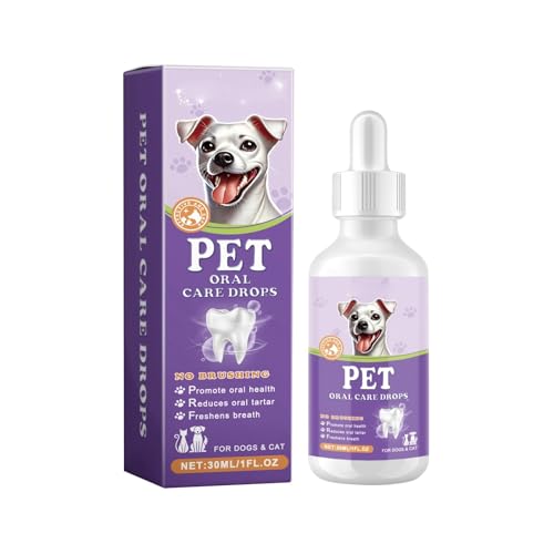 Bouasgh Haustier Atem Tropfen Mundpflege Zahnfleisch Beruhigende Zähne Gesundheit Nahrungsergänzungsmittel 30ML Heimtierbedarf für Katzen Hunde (Purple, 10.3x2.8CM) von Bouasgh