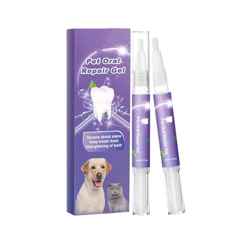 Bouasgh Haustier Mundpflege Gel Set Reinigungsgel für Hunde & Katzen Haustier Mundreinigung Gel Mundgeruch Haustier Atem Gel Pflege Reiniger 6ml Tierbedarf Hunde (Purple, 12.5X1.2CM) von Bouasgh