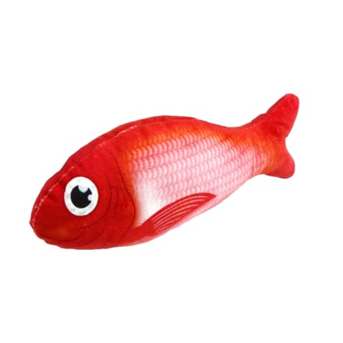 Bouasgh HundeSpielzeug Unzerstörbar Katzenspielzeug Fisch Goldfisch Knistergeräuschspielzeug Weiches und langlebiges interaktives Katzenspielzeug für Übungen im Innenbereich 8,6 Zoll (Red, One Size) von Bouasgh