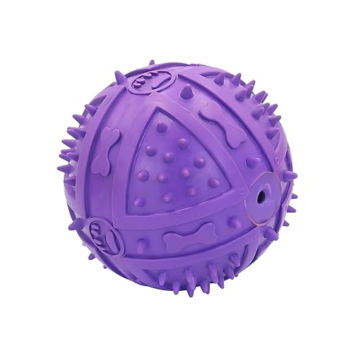 Bouasgh KauSpielzeug Hund Unzerstörbar Quietschbälle für Hunde, für Aggressive Kauer, Bälle großer Rassen, interaktives Hundeballspielzeug, Haustiertraining (Purple, One Size) von Bouasgh