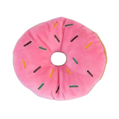 Buntes Haustierspielzeug in Donutform mit Quietschgeräuschen, für Welpen, Hunde Katzen, Kauspielzeug mit Sound, zufällige Farbe, robustes praktisches durchdachtes Design Hunde Spielzeug (Red, 11cm) von Bouasgh