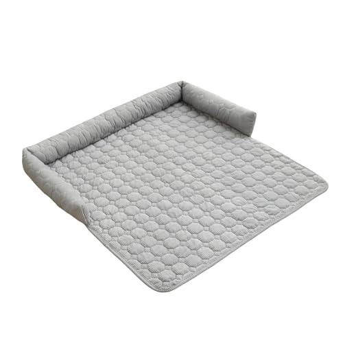 Flauschige Sofabezüge für Haustiere, beruhigendes Hundebett, Hundematte als Möbelschutz mit Nackenrolle für große, mittelgroße und kleine Hunde und Katzen Tierbedarf Hund (Light Gray, 75x75cm) von Bouasgh