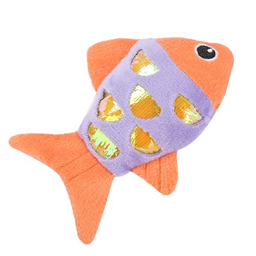 Haustier Zahnen Kauspielzeug Beschäftigen Sie Sich zum Beißen mit Rassel Sound Fisch Thema Unzerstörbares HundeSpielzeug (Orange, 12X10X4cm) von Bouasgh