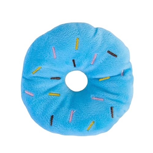 Hunde Spielzeug Buntes Haustierspielzeug in Donutform mit Quietschgeräuschen, für Welpen, Hunde Katzen, Kauspielzeug Sound, zufällige Farbe, Robustes praktisches durchdachtes Design (Blue, 11cm) von Bouasgh