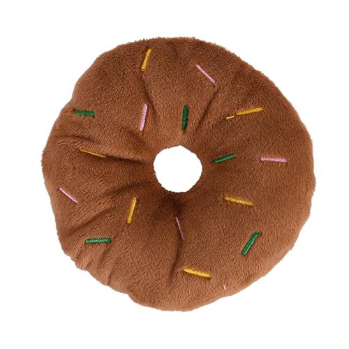 Hunde Spielzeug Buntes Haustierspielzeug in Donutform mit Quietschgeräuschen, für Welpen, Hunde Katzen, Kauspielzeug Sound, zufällige Farbe, robustes praktisches durchdachtes Design (Brown, 11cm) von Bouasgh