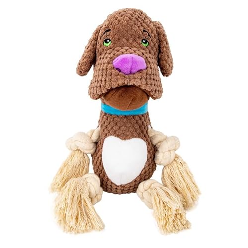 HundeSpielzeug Pull Seil Mops Spielzeug Sound Produzieren Seil Hund Nagen Interaktive Werkzeug (Brown, 22x15cm) von Bouasgh