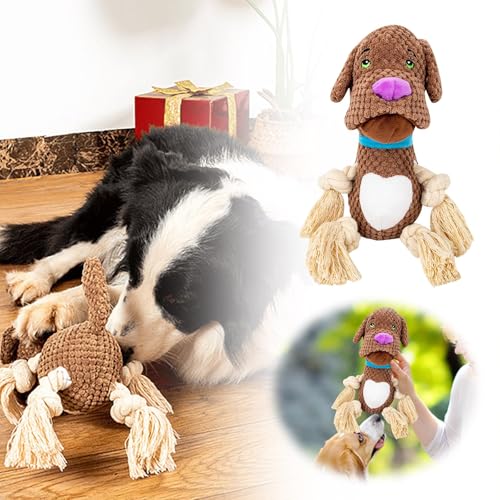 Pull Seil Mops Spielzeug Sound Produzieren Seil Hund Nagen Interaktive Werkzeug KauSpielzeug Hund (Brown, 22x15cm) von Bouasgh