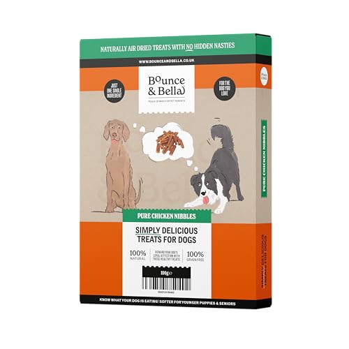 Bounce and Bella Pure Nibbles - Nur eine Zutat - Ideal als Welpentrainingsleckerli ab 8 Wochen - Natürliche, hypoallergene Getreidefreie Hundeleckerlis ohne Krankheiten (Huhn, 5er Pack) von Bounce and Bella