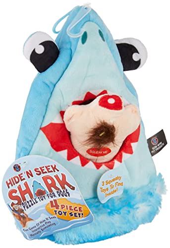 Bow Wow Pet Shark Hide & Seek Plüsch-Hundespielzeug-Set Zähne (4-teilig) Haustier Zähne Teasing Spielzeug (97659) von Bow Wow Pet