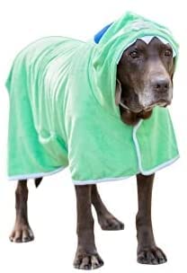 BoxDog Tragbares Mikrofaser-Hundehandtuch mit Monster-Kapuzenpullover | weicher Hunde-Bademantel (XL) von BoxDog