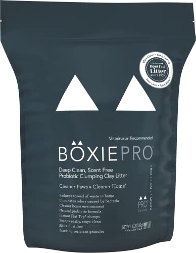 BoxiePro Tiefenreinigung, parfümfrei, probiotische Klumpstreu – Tonformel – Cleaner Home – Ultra Clean Katzentoilette, probiotische Geruchskontrolle, hartes Klumpstreu, 99,9% staubfrei von BoxiePro