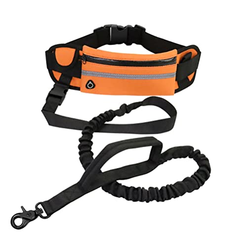 Hunde Joggingleine mit Bauchgurt Hundeleinen für Kleine Hundeleine Reißverschlusstasche reflektierende Laufleine Gürteltasche Outdoor Jogging Walking Nachtlauf von Boxwizard