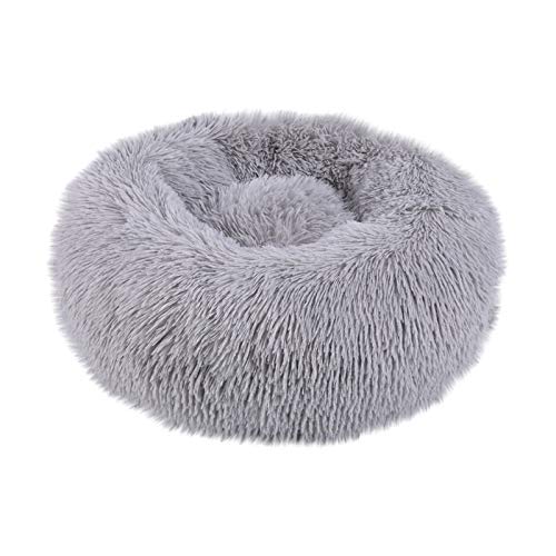 BoyYang Haustierbett Hundebett Katzenbett Rundes Plüsch Hundesofa Katzensofa Kissen in Doughnut-Form Hundekissen Hundekorb Hundehaus Warme Weiche Bequeme Hundehütte Hundekörbchen(M,Grau von BoyYang