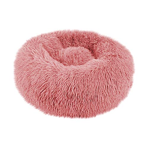 BoyYang Haustierbett Hundebett Katzenbett Rundes Plüsch Hundesofa Katzensofa Kissen in Doughnut-Form Hundekissen Hundekorb Hundehaus Warme Weiche Bequeme Hundehütte Hundekörbchen(M,Pink von BoyYang