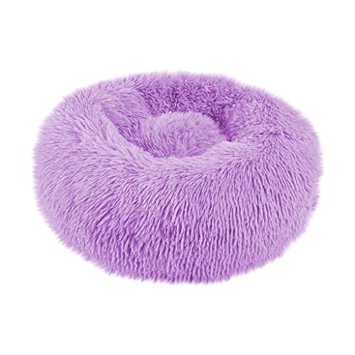 BoyYang Haustierbett Hundebett Katzenbett Rundes Plüsch Hundesofa Katzensofa Kissen in Doughnut-Form Hundekissen Hundekorb Hundehaus Warme Weiche Bequeme Hundehütte Hundekörbchen(S,Lila von BoyYang