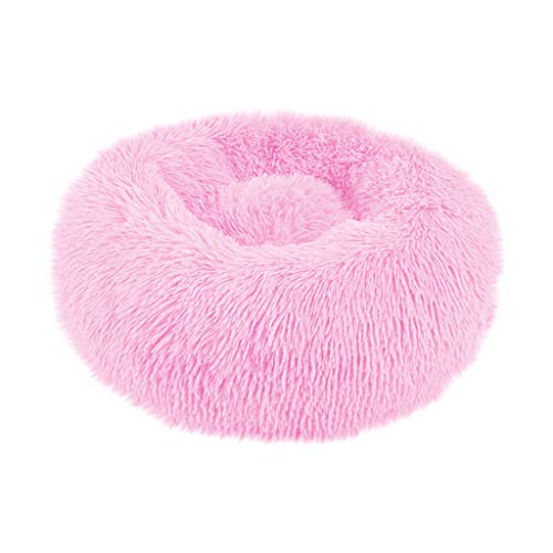 BoyYang Haustierbett Hundebett Katzenbett Rundes Plüsch Hundesofa Katzensofa Kissen in Doughnut-Form Hundekissen Hundekorb Hundehaus Warme Weiche Bequeme Hundehütte Hundekörbchen(XL,Rosa von BoyYang