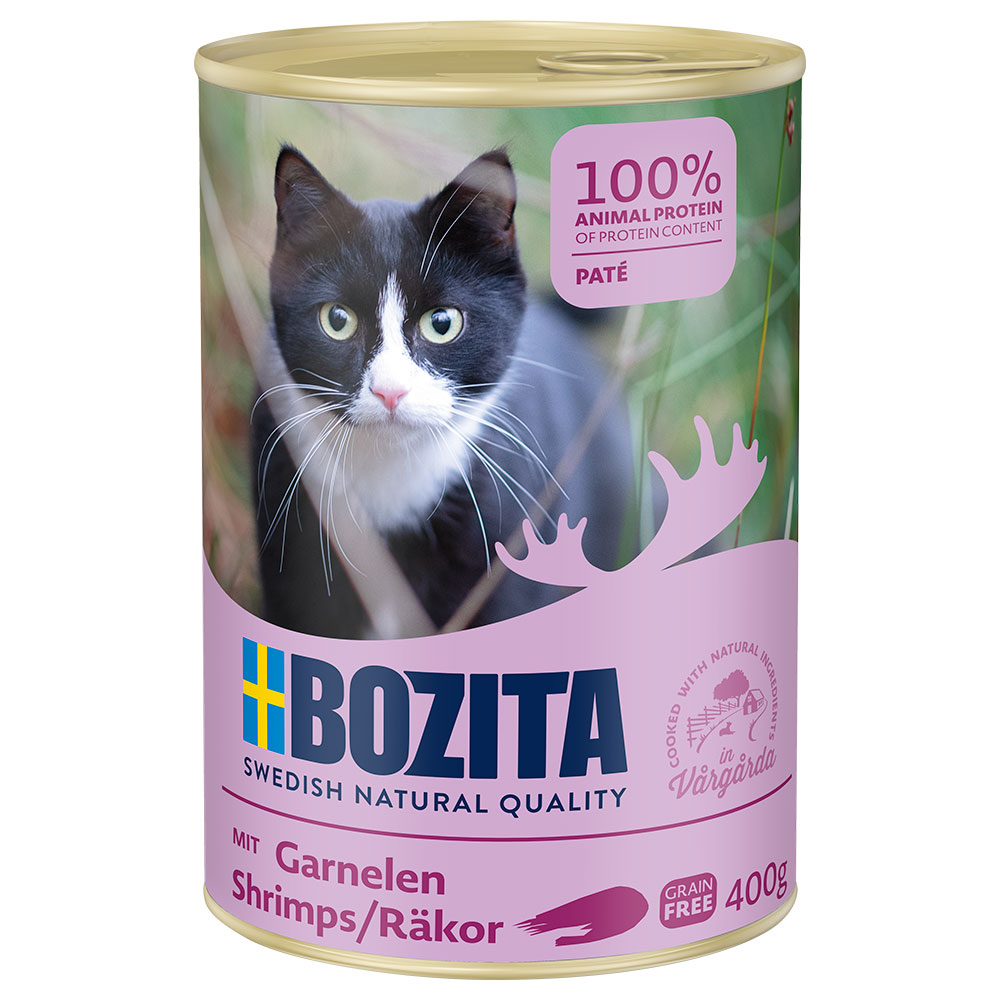 10 + 2 gratis! 12 x 400 g Bozita - Garnelen Pate von Bozita