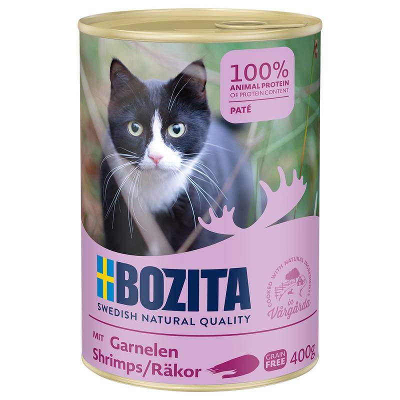 10 + 2 gratis! 12 x 400 g Bozita Nassfutter - Garnelen Pate von Bozita