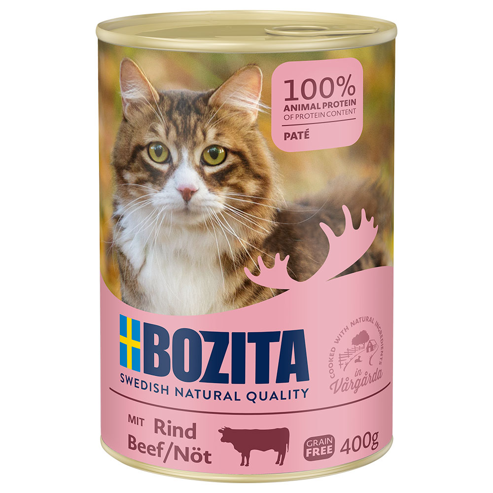 10 + 2 gratis! 12 x 400 g Bozita Nassfutter - Rind Pate von Bozita