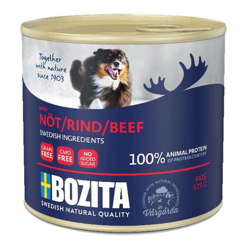 10 + 2 gratis! 12 x 625 g Bozita Paté Dose - mit Rind von Bozita