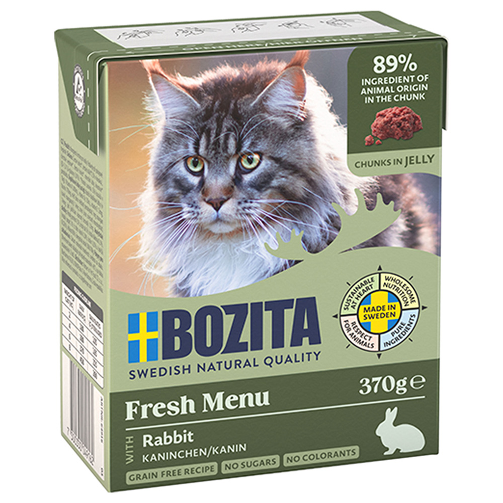 12 x 370 g Bozita Tetra Häppchen in Gelee oder Soße zum Sonderpreis! - Kaninchen in Gelee von Bozita