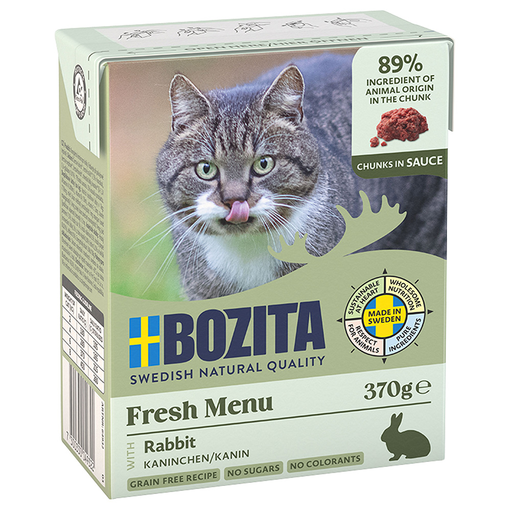 12 x 370 g Bozita Tetra Häppchen in Gelee oder Soße zum Sonderpreis! - Kaninchen in Soße von Bozita