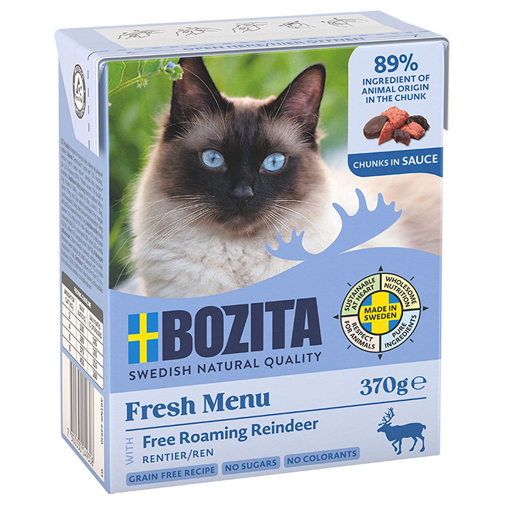 12 x 370 g Bozita Tetra Häppchen in Gelee oder Soße zum Sonderpreis! - Rentier in Soße von Bozita