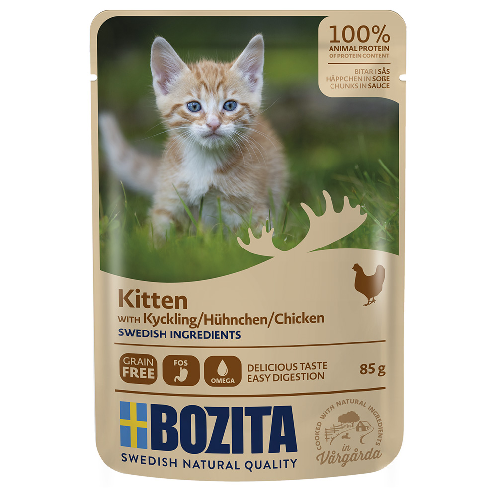 12 x 85 g Bozita zum Sonderpreis! - Häppchen in Soße Kitten: Huhn von Bozita
