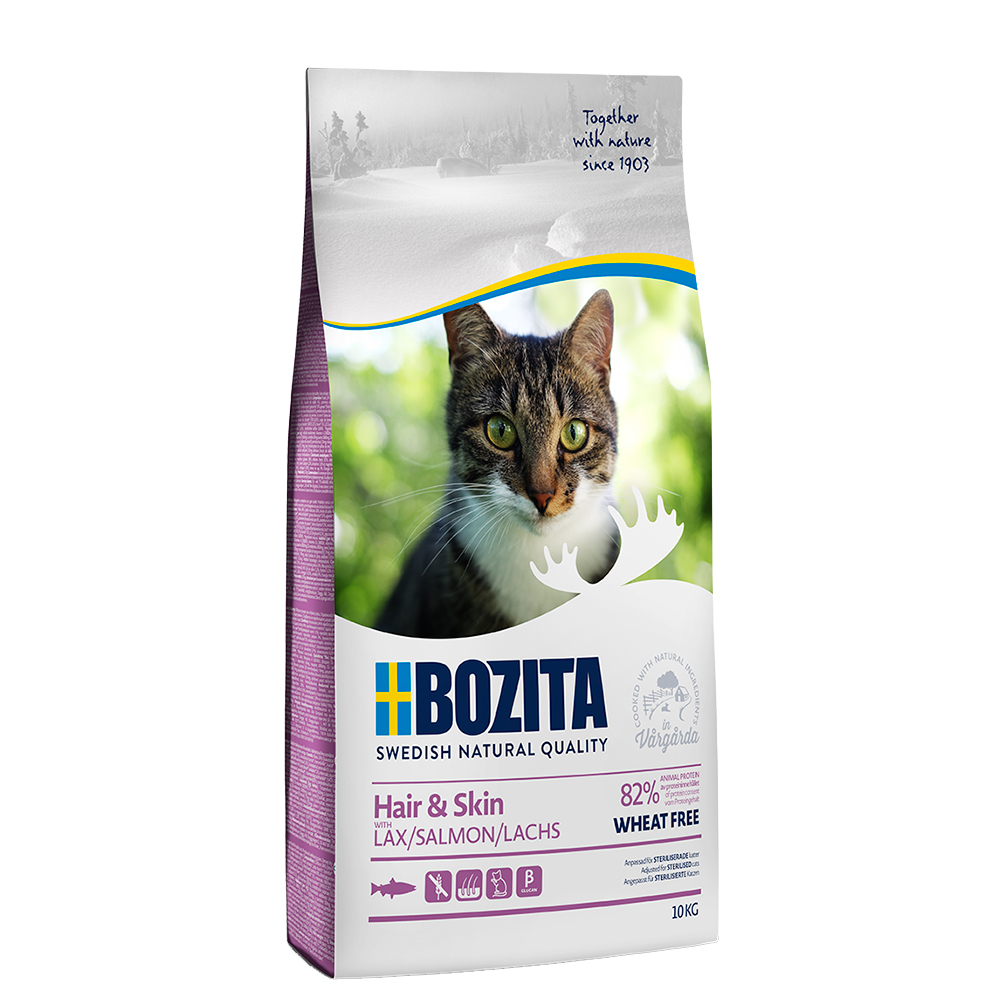 2 kg gratis! 10 kg Bozita Katzenfutter - Weizenfrei Hair & Skin von Bozita