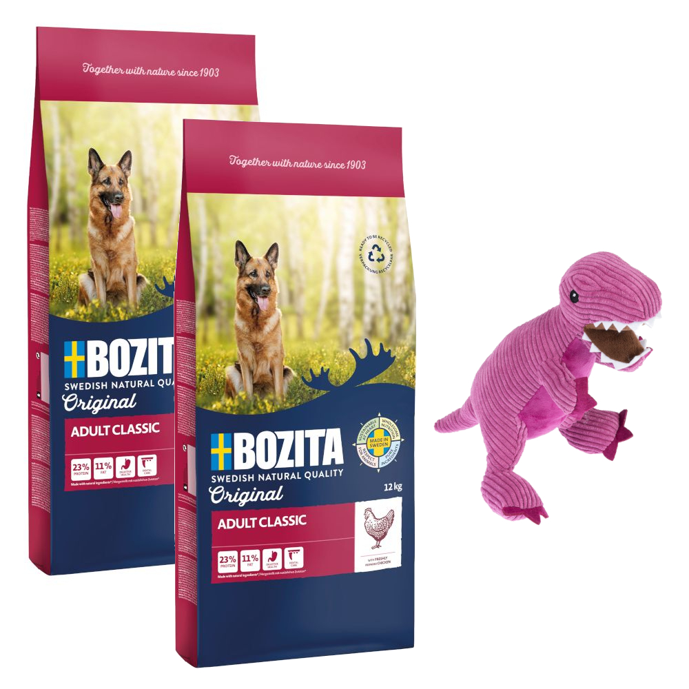 2 x 12 kg Bozita Original + TIAKI Hundespielzeug gratis! - Adult Classic von Bozita