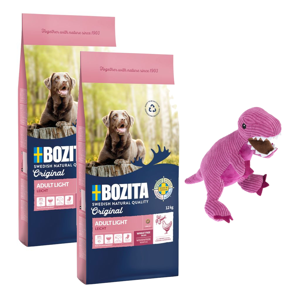 2 x 12 kg Bozita Original + TIAKI Hundespielzeug gratis! - Adult Light von Bozita