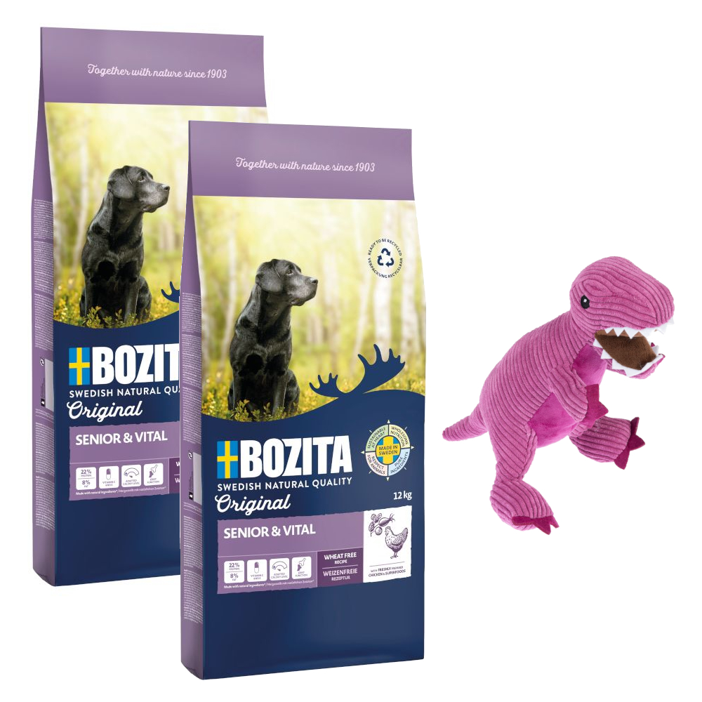 2 x 12 kg Bozita Original + TIAKI Hundespielzeug gratis! - Senior & Vital mit Huhn - Weizenfrei von Bozita