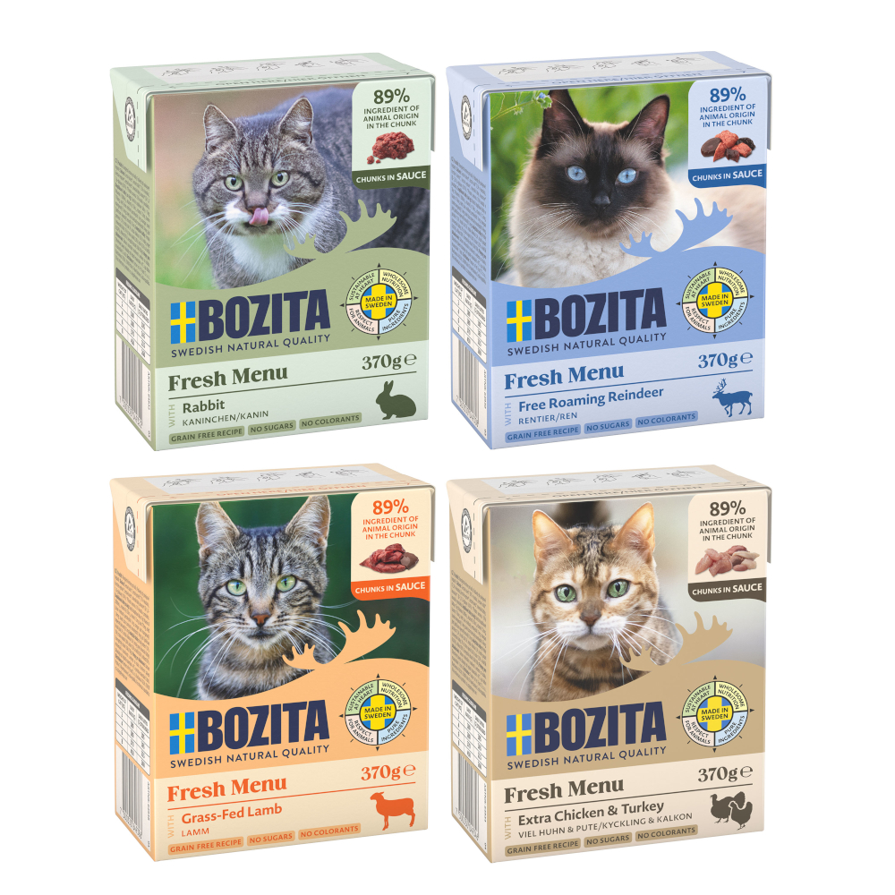 40 + 8 gratis! 48 x 370 g Bozita Kombi-Paket Tetra Häppchen  - Megapack I in Soße von Bozita