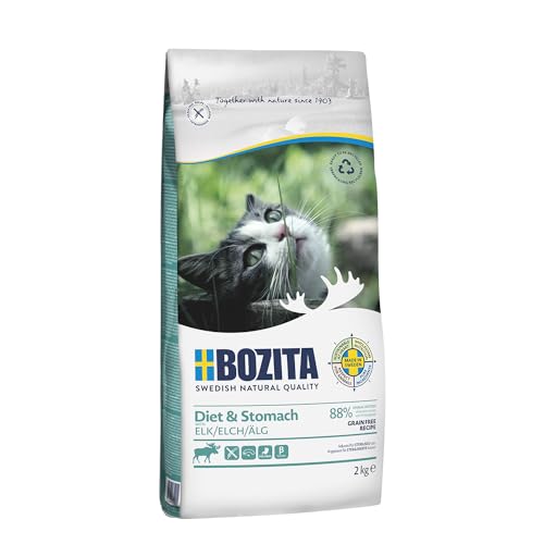 BOZITA Diet & Stomach Getreidefrei mit Elch - Trockenfutter für wenig aktive und übergewichtige erwachsene Katzen, 2 kg von Bozita