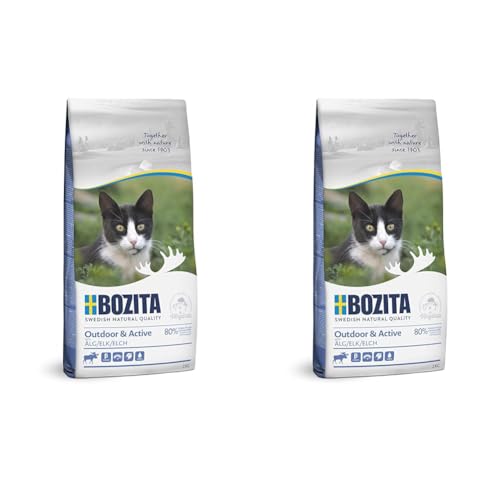 BOZITA Outdoor & Active Elch - Trockenfutter für Erwachsene hauptsächlich draußen lebende Katzen, 2 kg (Packung mit 2) von Bozita