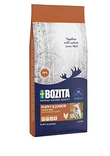 BOZITA Puppy & Junior Weizenfrei Hundefutter für Welpen - 12.5 kg - nachhaltig produziertes Trockenfutter für Welpen, Junghunde und laktierende Hündinnen - Alleinfuttermittel - Welpenfutter von Bozita