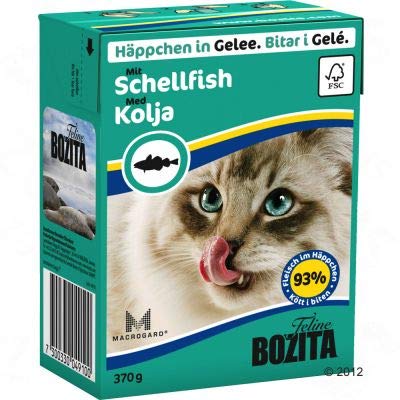 Bozita Chunks in Jelly Mega Pack Getreidefreies komplettes Nassfutter für stärkeres Immunsystem, klarere Sicht, glänzender und weicher Fell – Haddock 32 x 370 g von Bozita