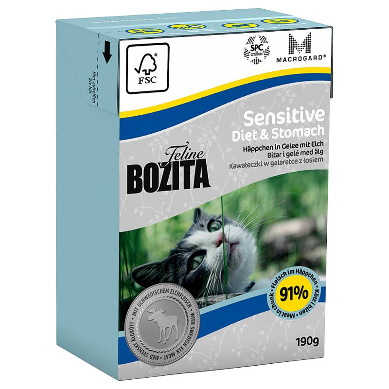 Bozita Feline in Tetra Recart Verpackung 6 x 190 g - Diet & Stomach - Sensitive von Bozita